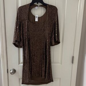 Old Navy Brown Sequin Dress cut out back